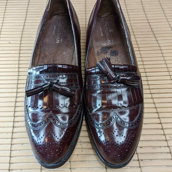 Bostonian USA Made Burgundy Leather Kilt Tassel Slip On Loafers Shoes Men's 11D - Picture 3 of 10